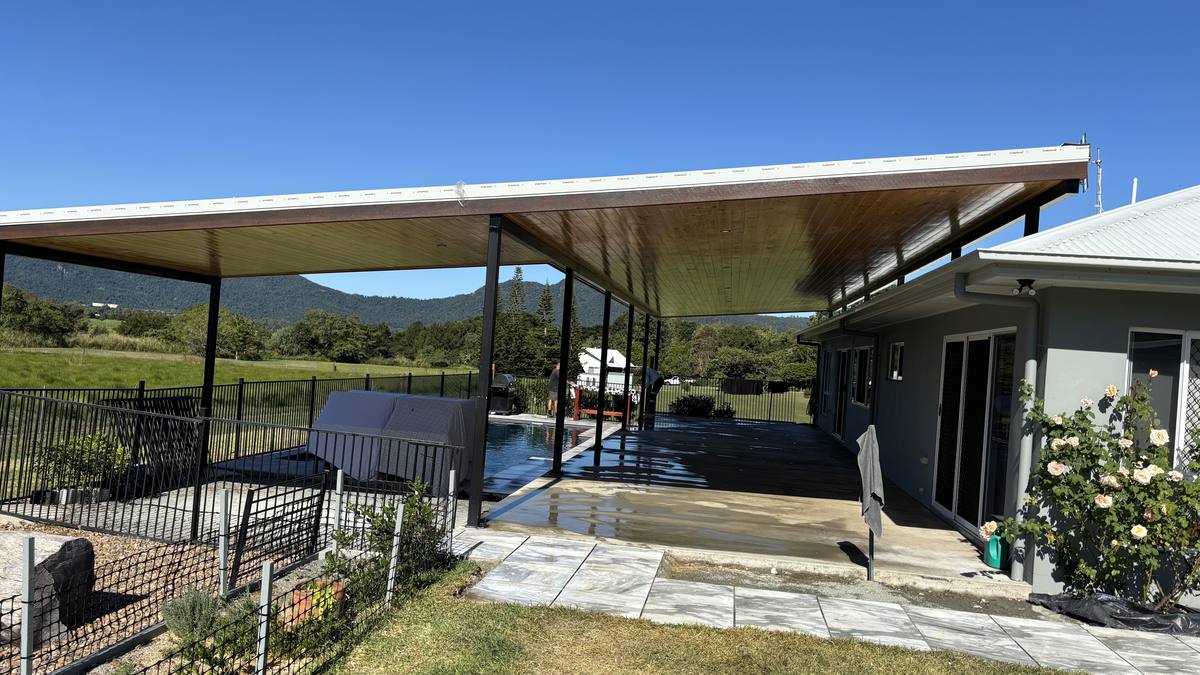 Covered patio and pergola with pool